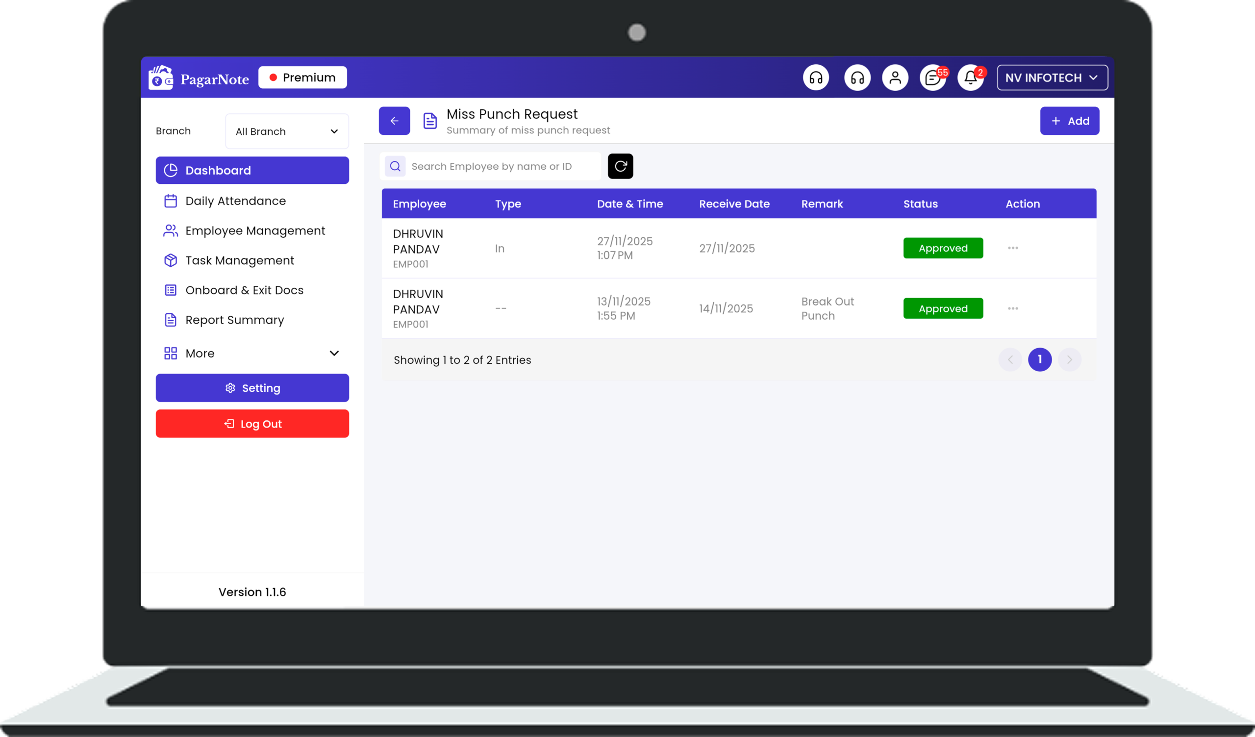 Punches Alert To Admin &  Employees